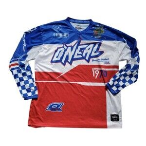 O’Neal MX Jersey Motocross Racing Long Sleeve Shirt Red White Blue Men 2XL